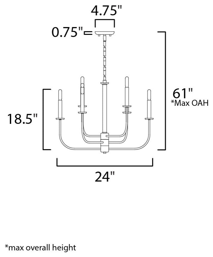 Maxim 10326 Wesley 6 Light 24"W Chandelier - Black / Satin Nickel