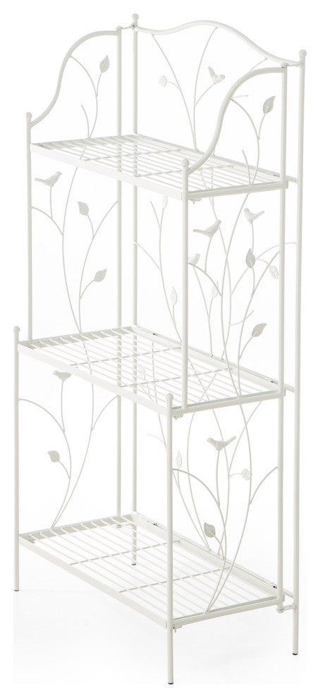 44.75" Rectangular 3-Tiered White Metal Shelf Planter Stand