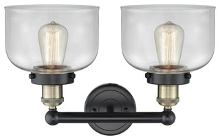 Edison Large Bell 2-Light 16" Vanity Light, Black Antique Brass With Clear Shade