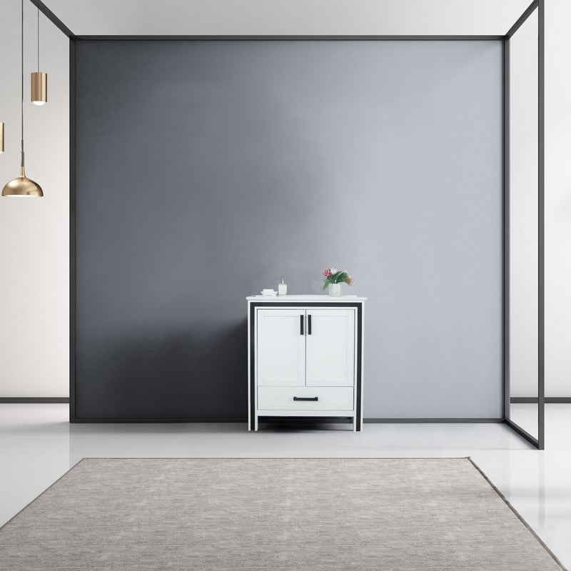 Ziva White 30" Single Vanity, Cultured Marble Top, White Square Sink