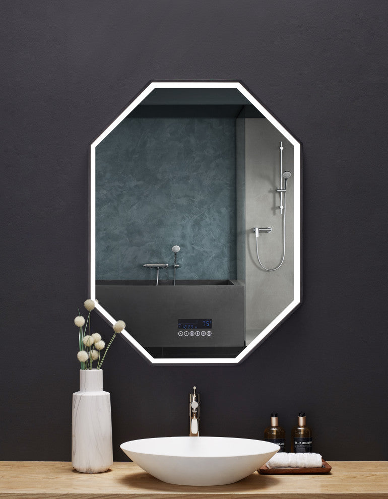 Otto LED Octagon Framed Mirror, 24"