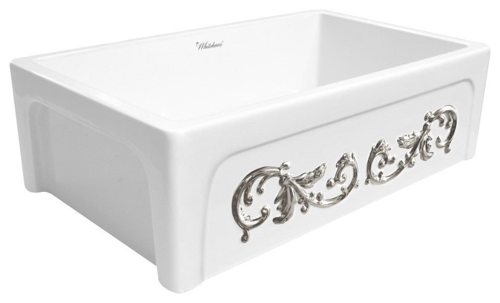 Whitehaus WHSIV3333OR-PLATINUM 33" Reversible Fireclay Kitchen Sink