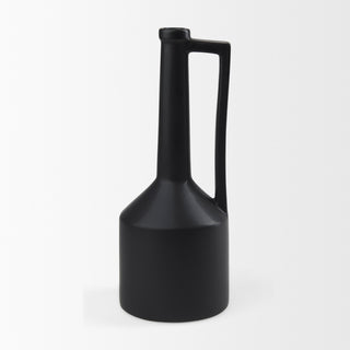 Burton Black Ceramic Jug Style Vase, 16"