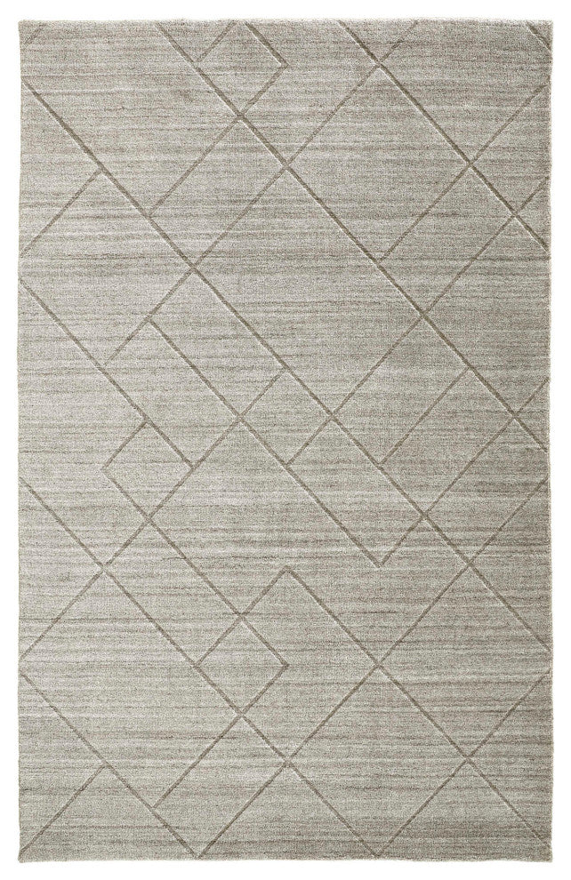 Weave & Wander Tatem Minimal Viscose Rug, Beige/Gray, 9' X 12'