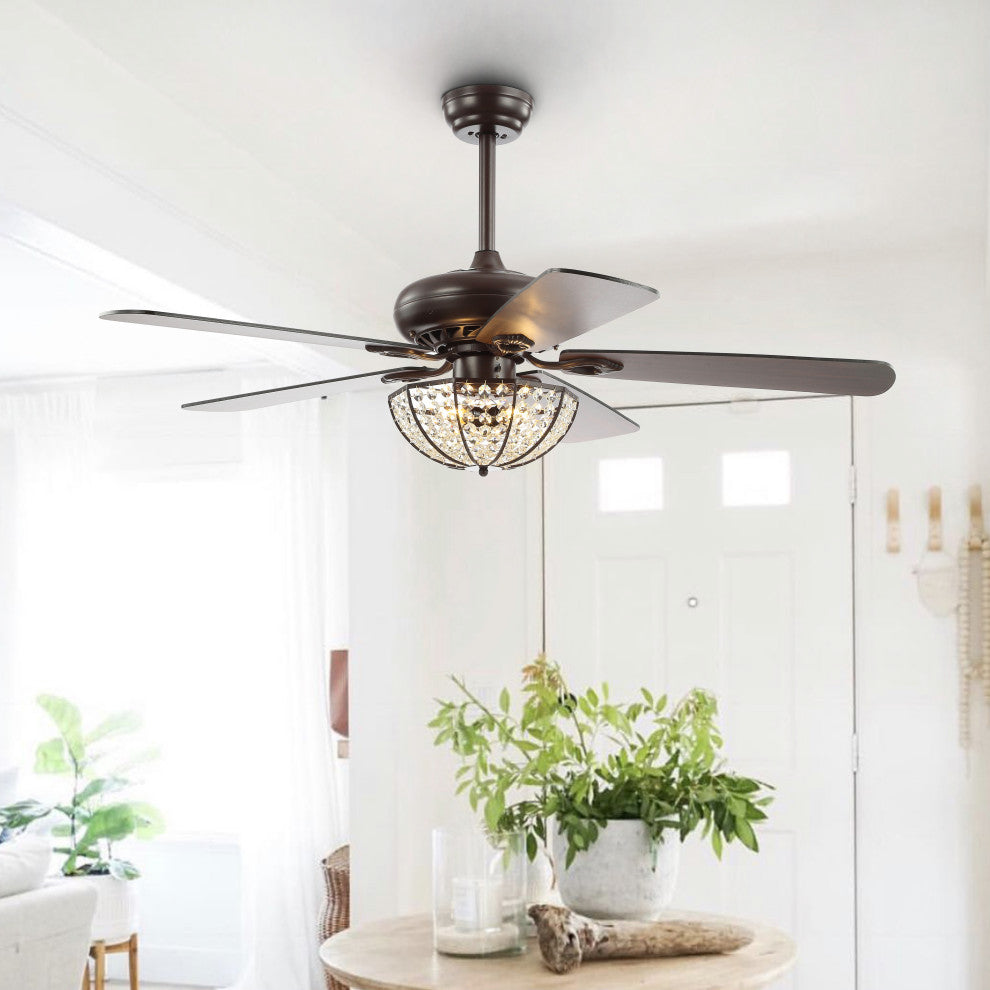 Joanna 52" 3-Light LED Ceiling Fan With Remote, Oil Rubbed Bronze