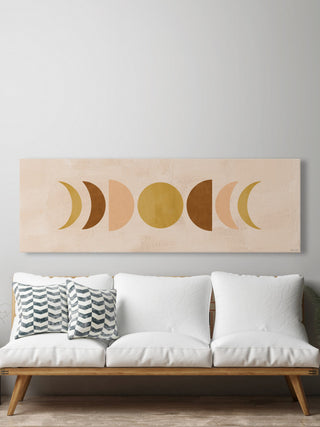 "Moon Phases Cycle" Painting Print on Wrapped Canvas, 60x20