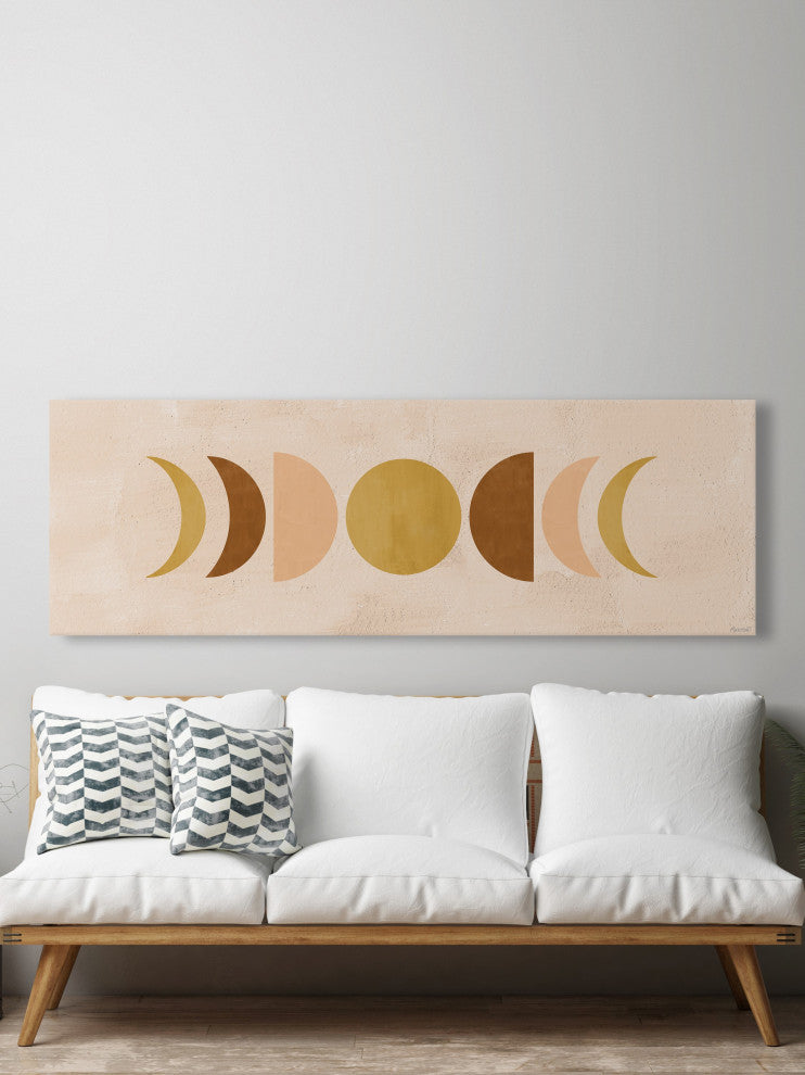 "Moon Phases Cycle" Painting Print on Wrapped Canvas, 60x20