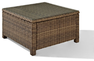 Bradenton Outdoor Wicker Sectional Glass Top Coffee Table