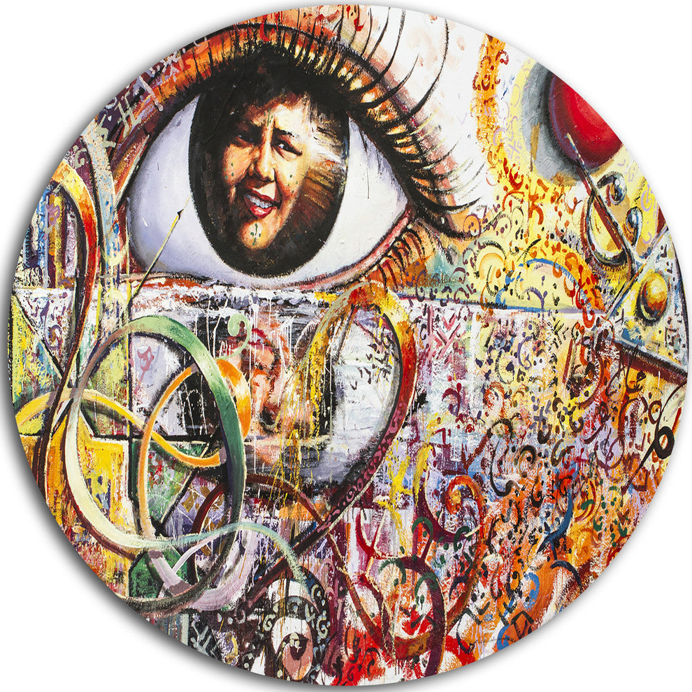 Street Art In Asilah Village, Graffiti Disc Metal Wall Art, 36"
