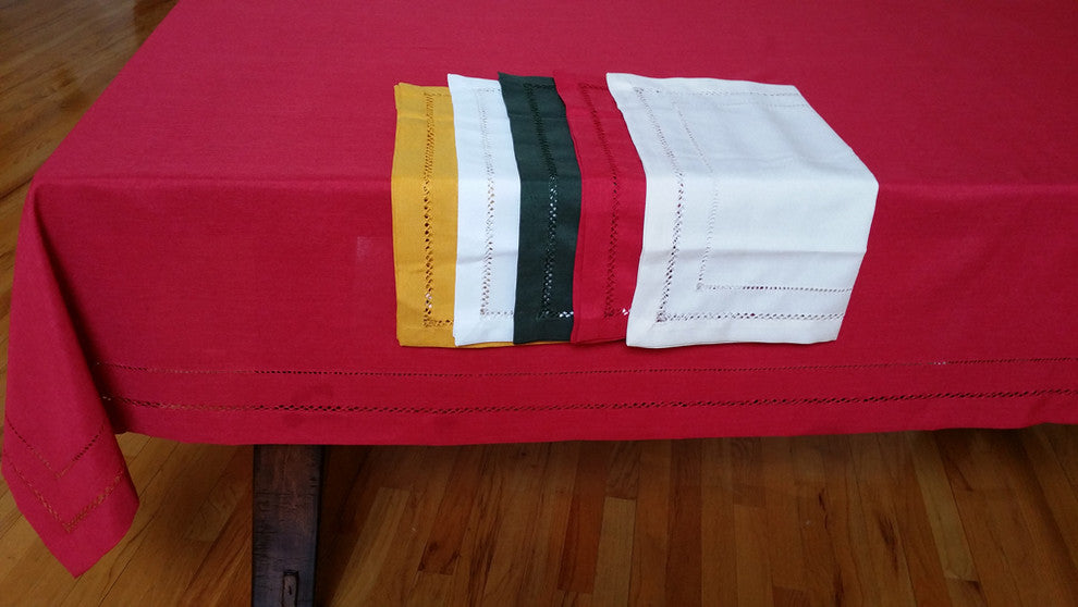 Double Hemstitch Easy Care Tablecloth, 65"x140", Gold