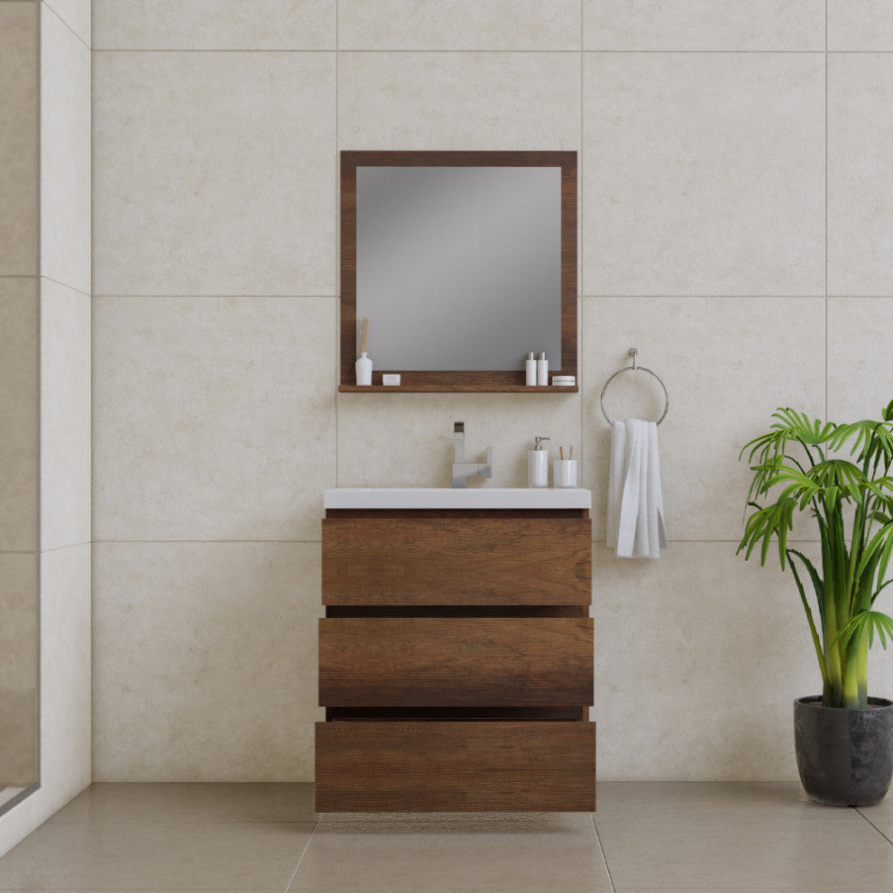 Paterno 30" Bathroom Vanity With Sink, Rosewood
