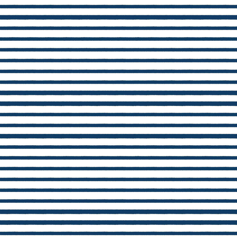 Reynolds French Seam Ottoman, Nautical Stripe Navy