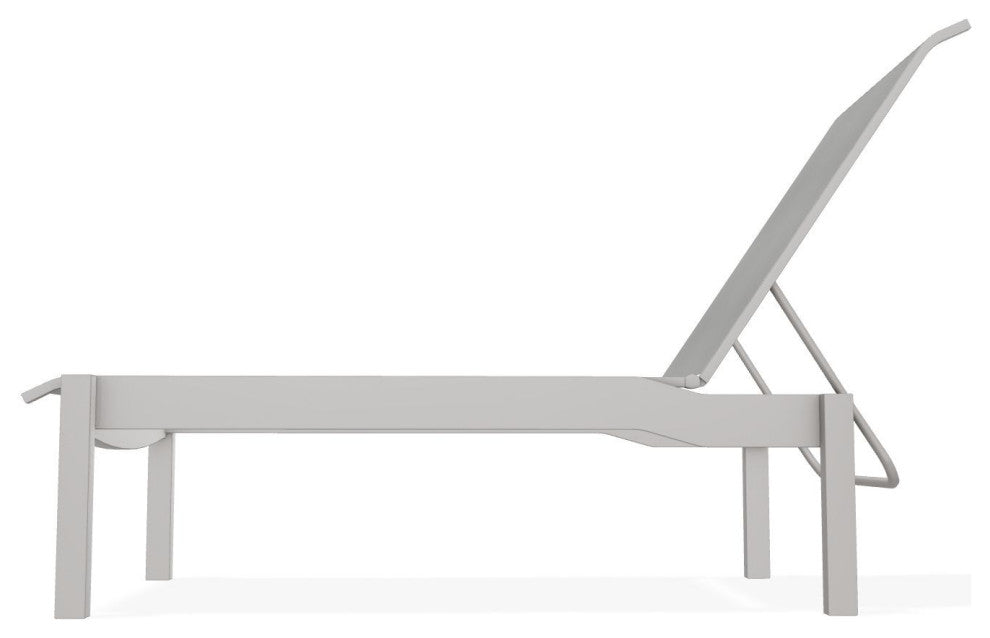 Leeward Sling Stackable Outdoor Chaise Lounge, Alloy/Warm Gray