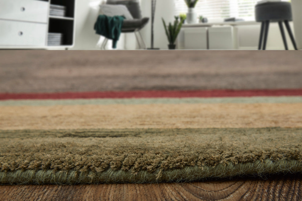 Weave & Wander Keystone Hand Knot Color Block Rug, Brown, 5'6"x8'6"