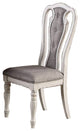 Benzara BM233110 Dining Chair With Button Tufted Backrest, Set of 2, White/Gray