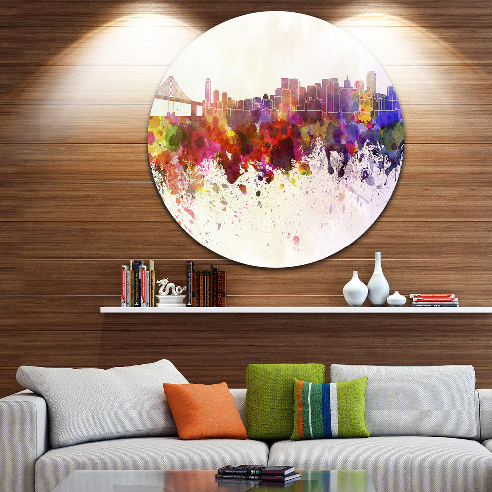 San Francisco Skyline, Cityscape Large Disc Metal Wall Art, 11"