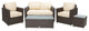 Venice Outdoor Loveseat With Sunbrella Cushions, Espresso Brown, Canvas Natural