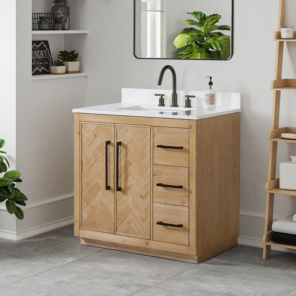 Bellavia Bath Vanity, Weathered Fir, 36", No Mirror