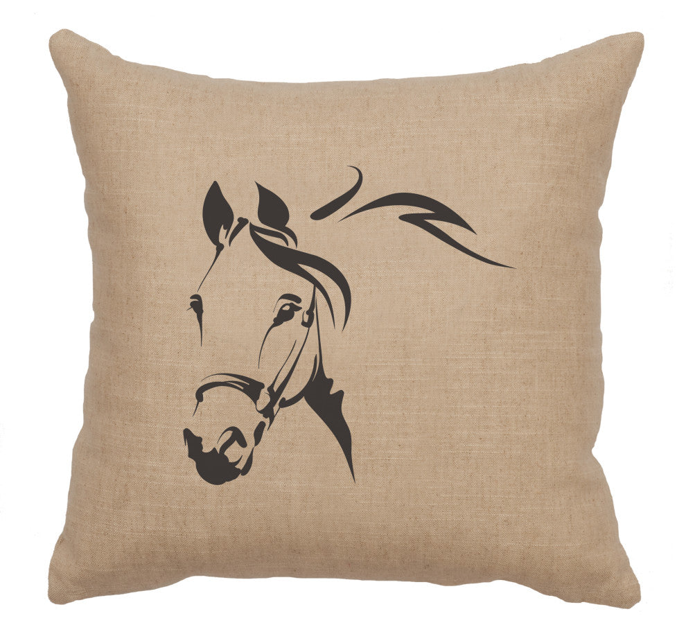 Image Pillow 16x16 Horse Profile Linen Natural