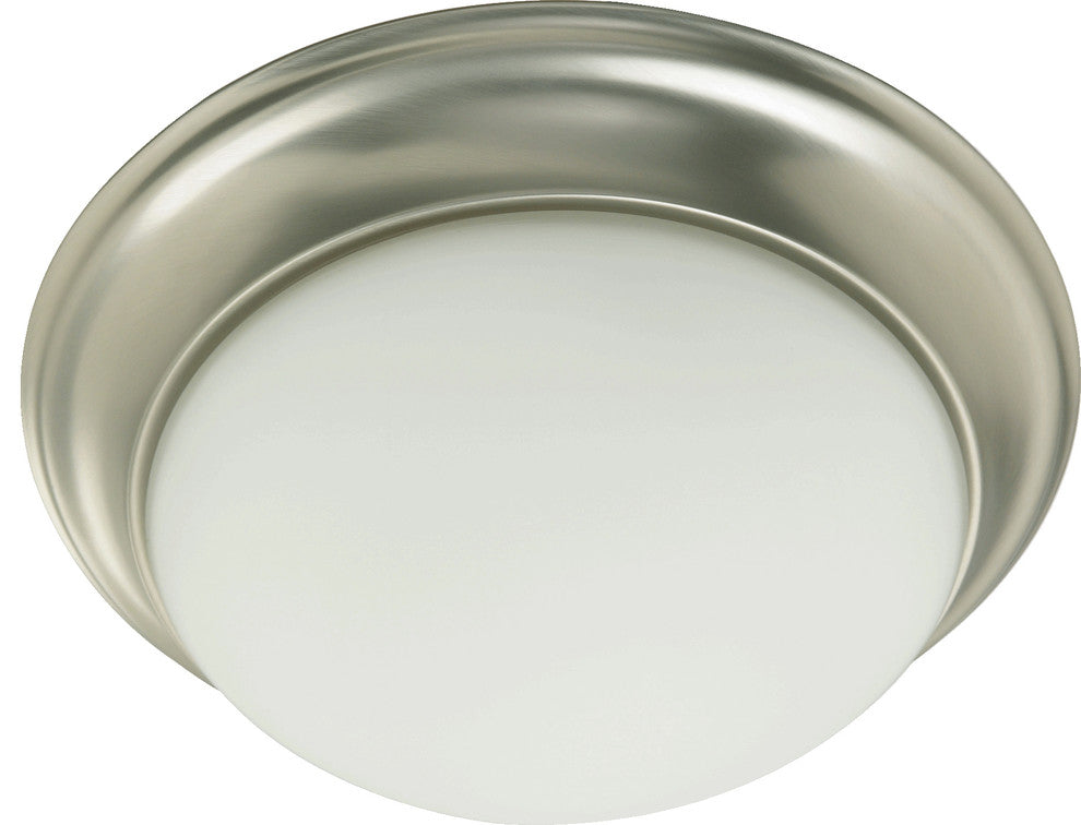 11" Satin Opal Ceiling Flush Mount, Satin Nickel