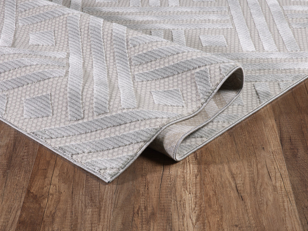 Abani Nova NOV150A Grey Striped Chevron Area Rug