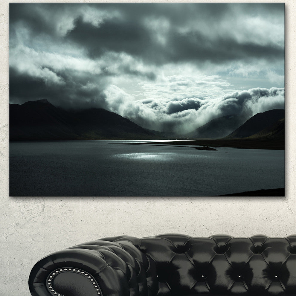 Stormy Iceland in the Summer, Seashore Canvas Art Print, 60"x28"