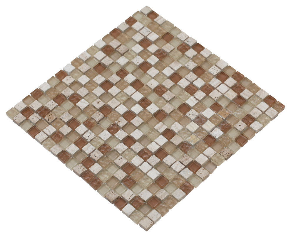 Mesh Pess/Beige Mosaic, 12"x12" Sheets, Set of 10