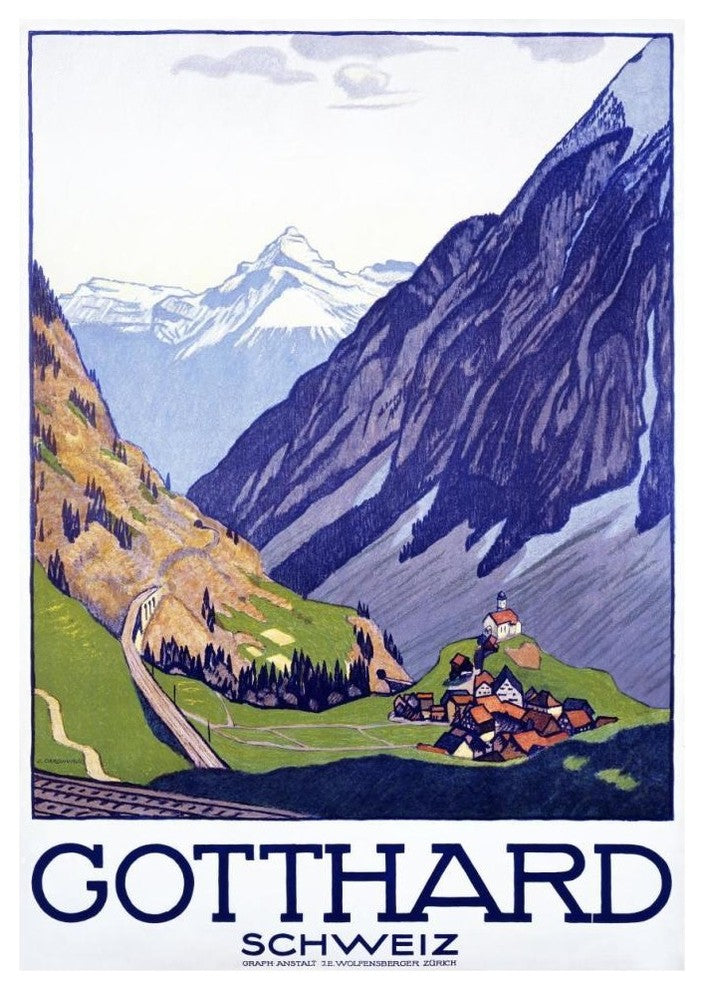 "Gotthard / Schweiz" Digital Paper Print by Emil Cardinaux, 33"x46"
