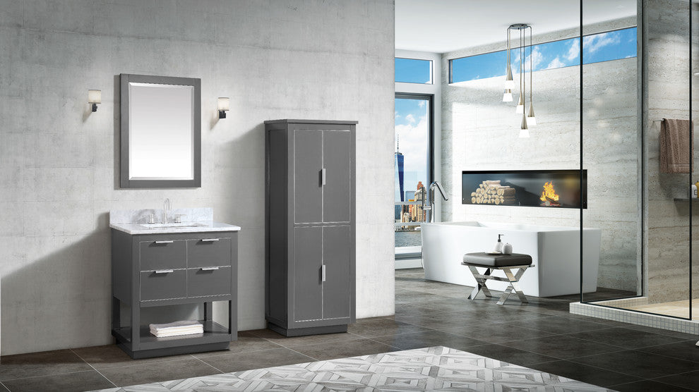Avanity Allie 30" Vanity Only, Twilight Gray With Brushed Silver Hardware