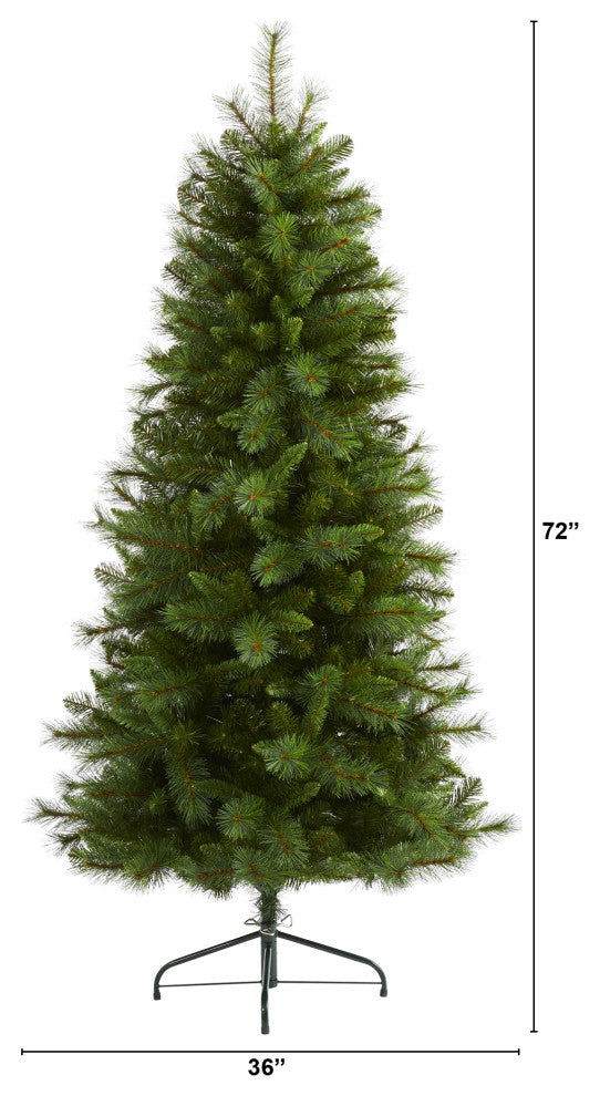 6' Slim West Virginia Mountain Pine Faux Xmas Tree With 629 Bendable Branches