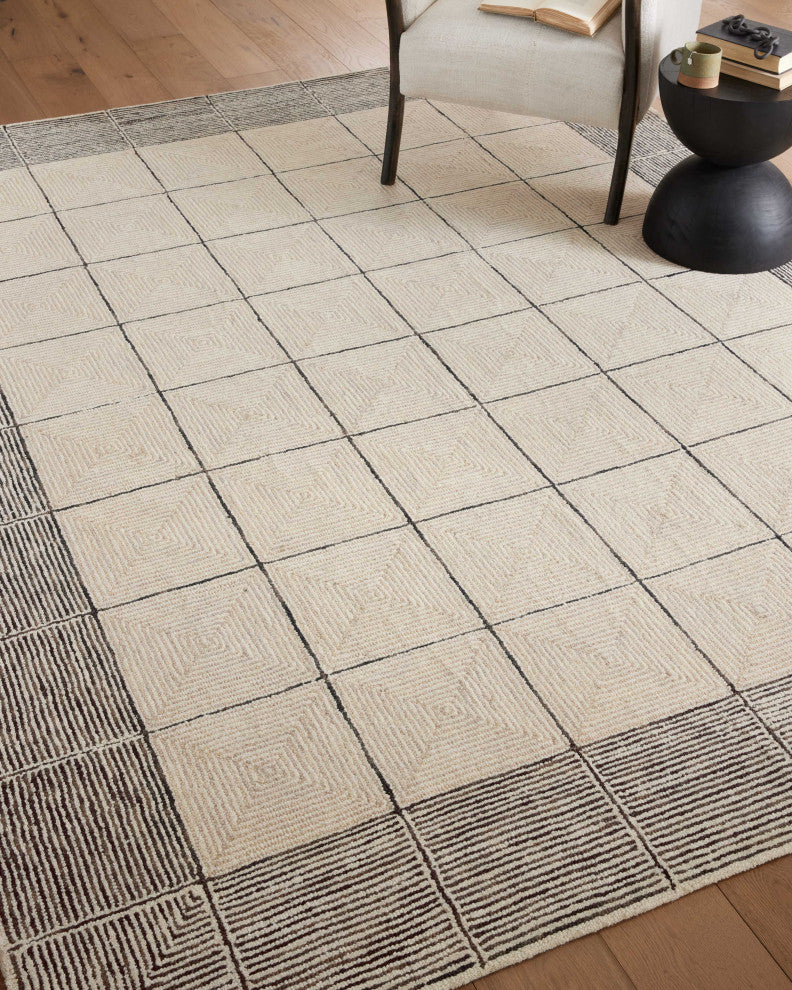 Chris Loves Julia x Loloi Francis Cream / Black 7'-9" x 9'-9" Area Rug