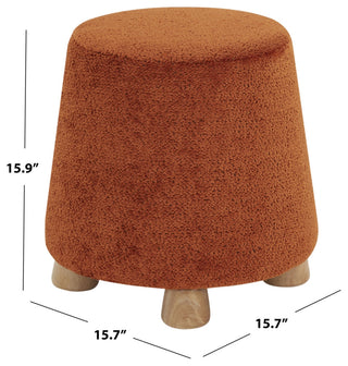 Safavieh Couture Denison Round Chenille Ottoman, Rust/Natural