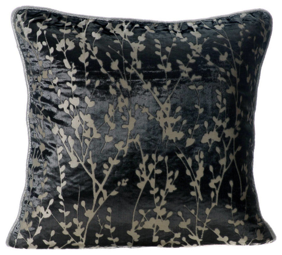 Gray Decorative Pillow Covers 22"x22" Velvet, Paloma Gray Drops