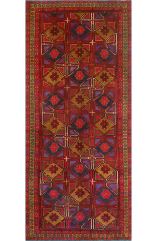 Vintage Distressed Keenan Red/Gold Runner, 4'8x10'7