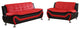 Emory 2-Piece Sofa and Love Seat Set, Red and Black