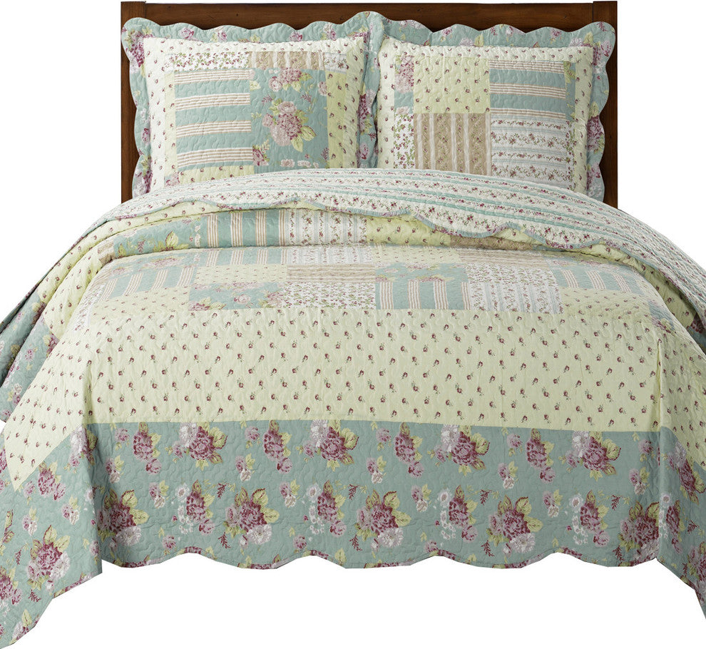 Annabel 100% Microfiber Quilted Coverlet Set, King/Cal King