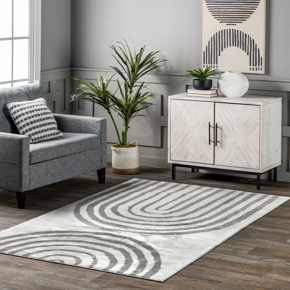 Nuloom Sena Modern Rainbow Area Rug, Light Grey 4'3"x6'