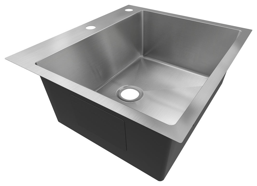 Sinber Single Bowl Kitchen Sink with 304 Stainless Steel Satin Finish, 25"x22"x9", Drop in