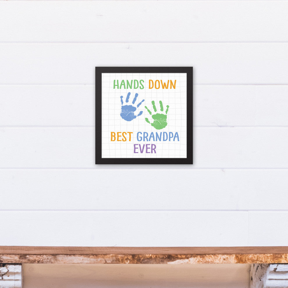 Hands Down Best Grandpa 12x12 Black Framed Canvas