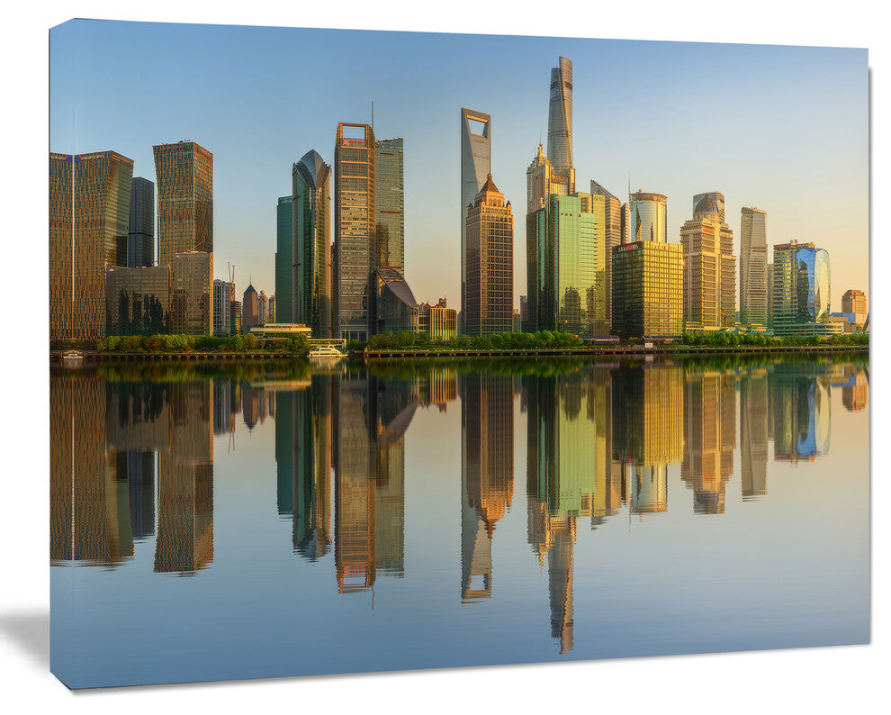 Shanghai Huangpu River at Sunset, Cityscape Canvas Art Print, 40"x30"