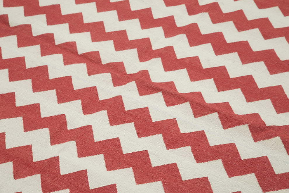 Rug N Carpet - Handmade Wool 6' 0'' x 8' 10'' Geometric Dhurrie Kilim Rug