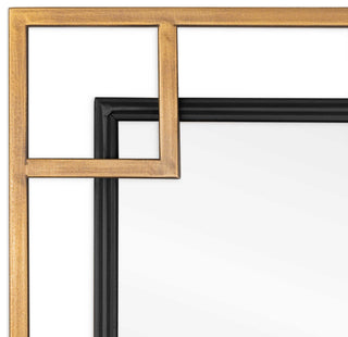Mavis 22" Square Metal Gold and Black Wall Mirror