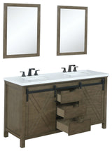 Marsyas Transitional Rustic Brown 60" Double Vanity Set