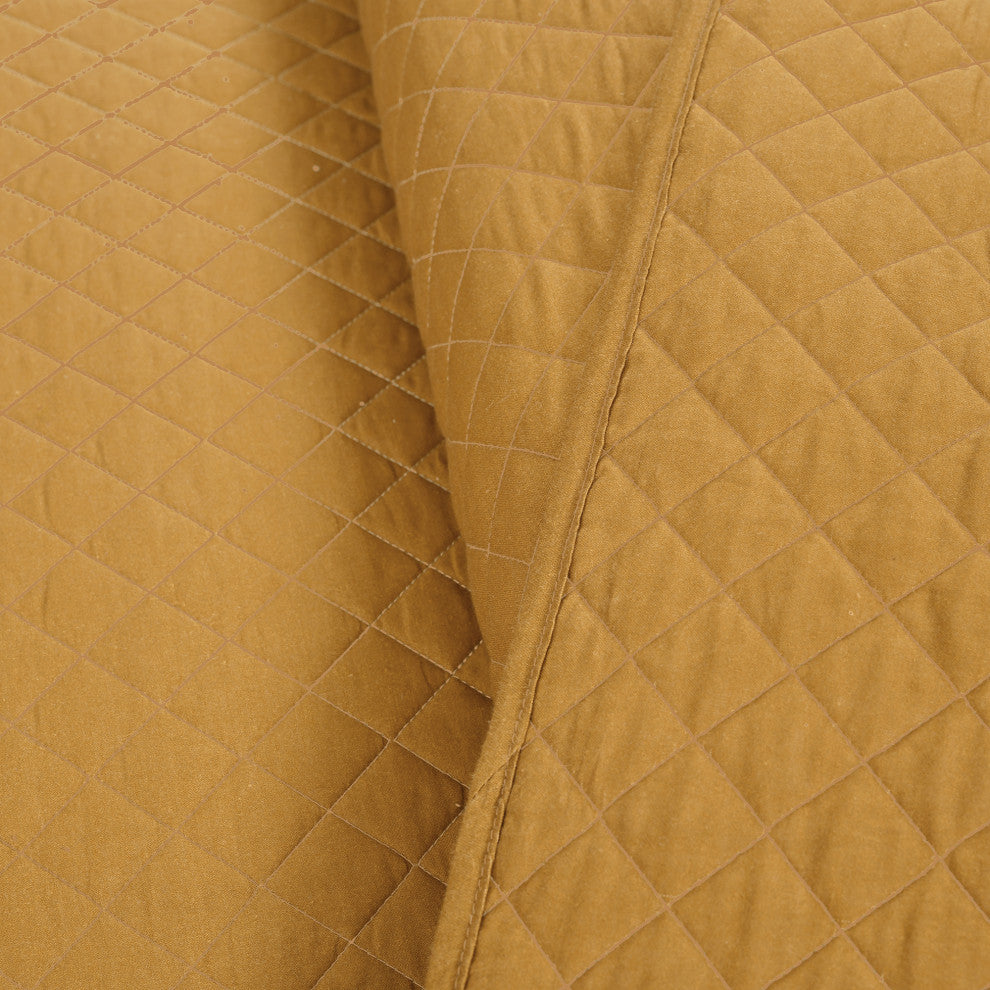 Ava Diamond Oversized Cotton 3-Piece Quilt Set, Mustard, King