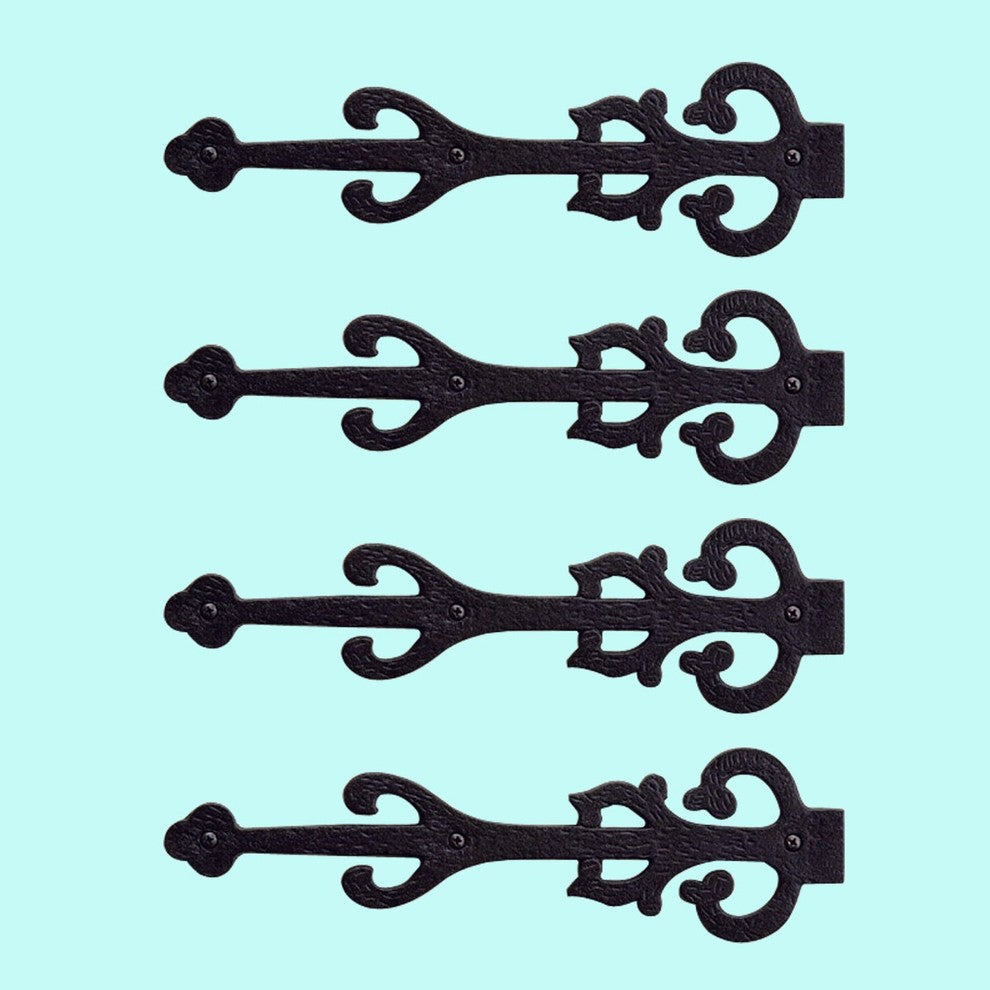 4 Dummy Strap Hinges Black Wrought Iron Decorative |
