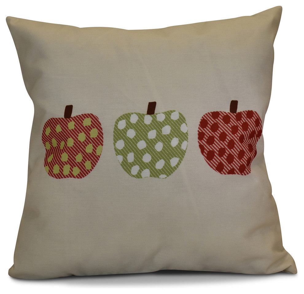 3 Little Pumpkins Geometric Print Pillow, Green, 16"x16"