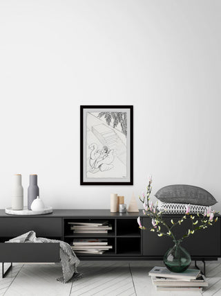 "Flamingo Float" Framed Painting Print, 16"x24"
