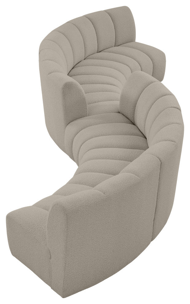 Infinity Boucle Fabric Upholstered 6-Piece S-Shaped Modular Sectional, Brown