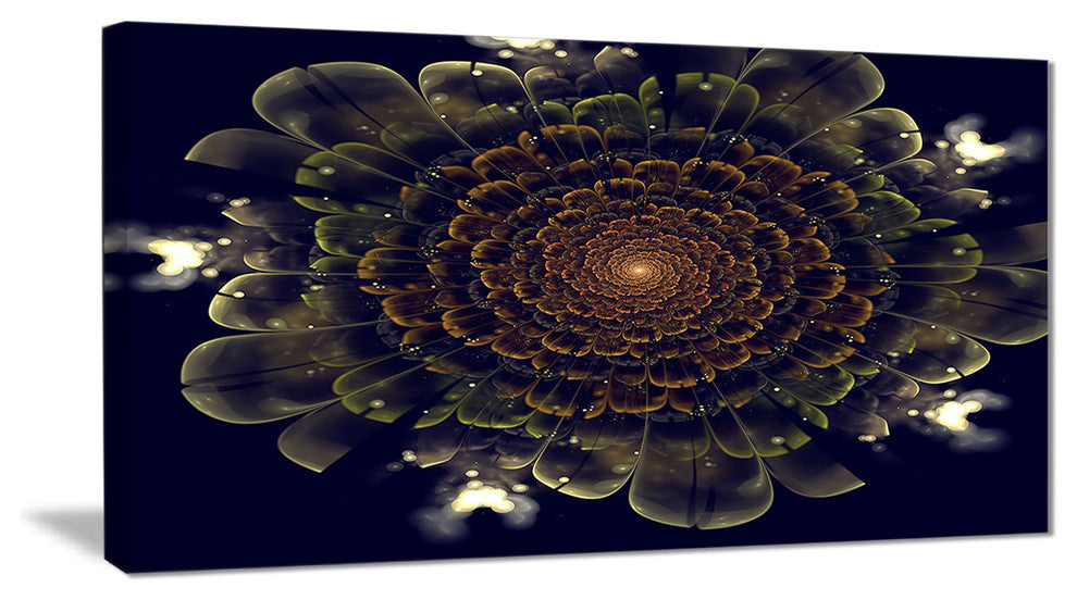 "Orange Fractal Flower With Green" Digital Canvas Print, 32"x16"