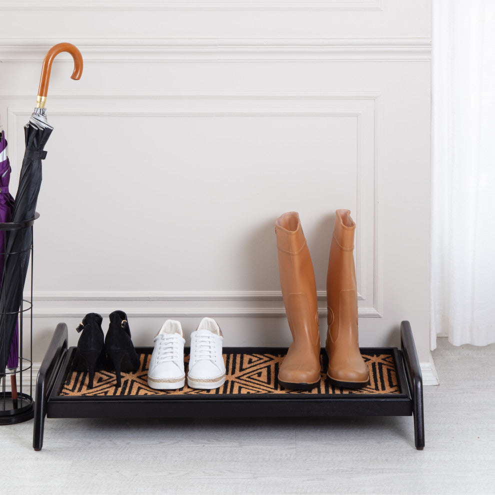 Single-Tier Black Stand With 3-Pair Rubber Boot Tray Ibadan